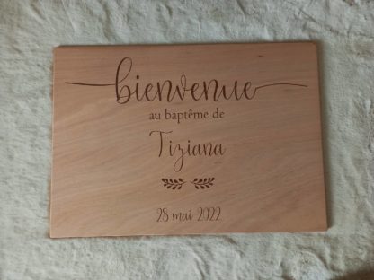 Panneau bienvenue gravé
