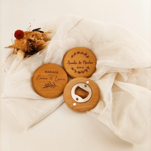 Décapsuleur rond personnalisable mariage image produit