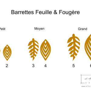 Planche barrettes feuille et fougere