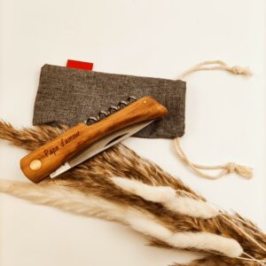couteau tire bouchon en bois d'olivier 3