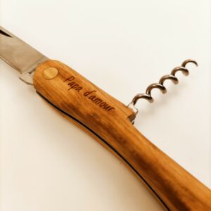 couteau tire bouchon en bois d'olivier 1